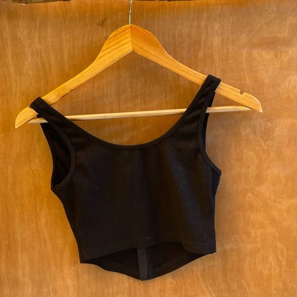 Black ribbed corset bustier crop top - Picture 2 of 2